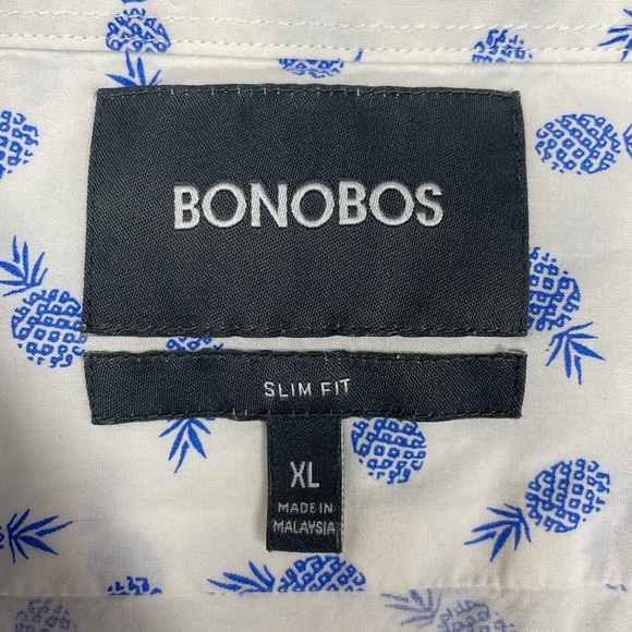 Men's Bonobos Pineapple Graphic Long Sleeve Button Down Slim Fit Shirt White XL - Picture 6 of 8